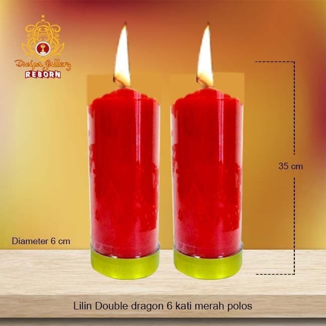 Lilin/Candle Puja Sembahyang Double Dragon 6 Kati Merah Polos