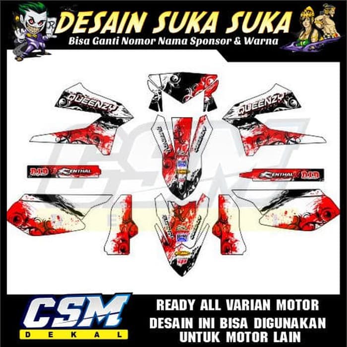 183 DEKAL DECAL MOTOR KLX 250 STIKER STICKER STRIPING BODY merah hitam