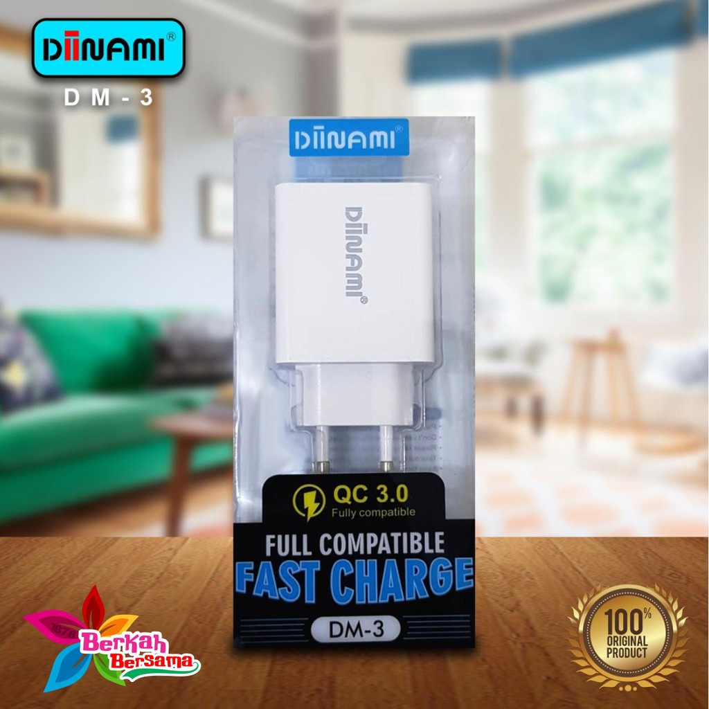 BM101 ADAPTOR BATOK CHARGER DIINAMI DM-3 3USB PORTS QUALCOM android garansi 1tahun BB5397