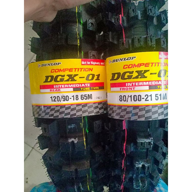 ban trail dunlop dgx-01 sepasang dpn/blkg ring 18/21 ukuran 120-90/18 dan 80-100/21 ban motor cross