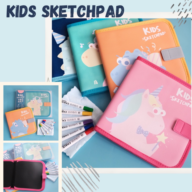 

Buku Sketchpad anak gambar belajar papan tulis travel doodle sekolah liquid chalk kapur blackboard