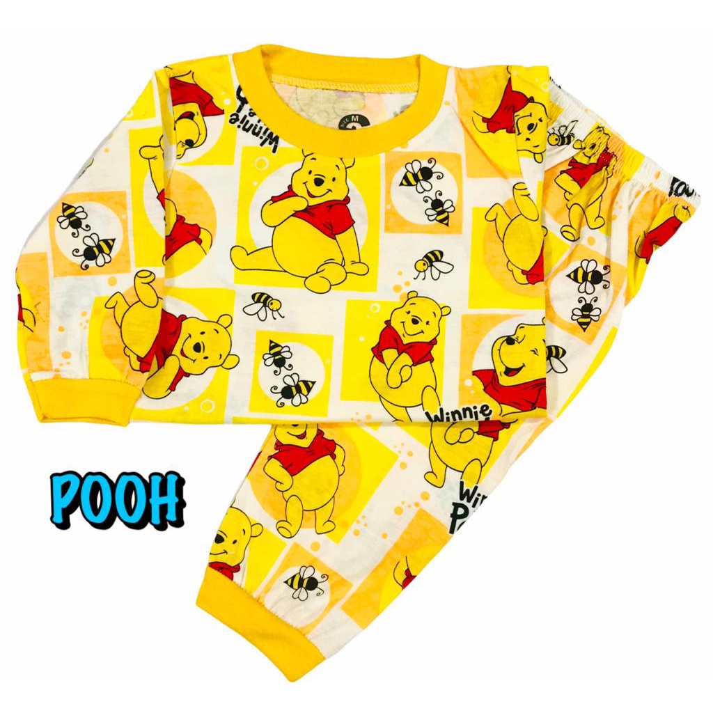 BAJU TIDUR ANAK KIDS PEREMPUAN/CEWEK LAKI=LAKI/COWOK PIYAMA PP PAJAMAS BAHAN KAOS KATUN POOH