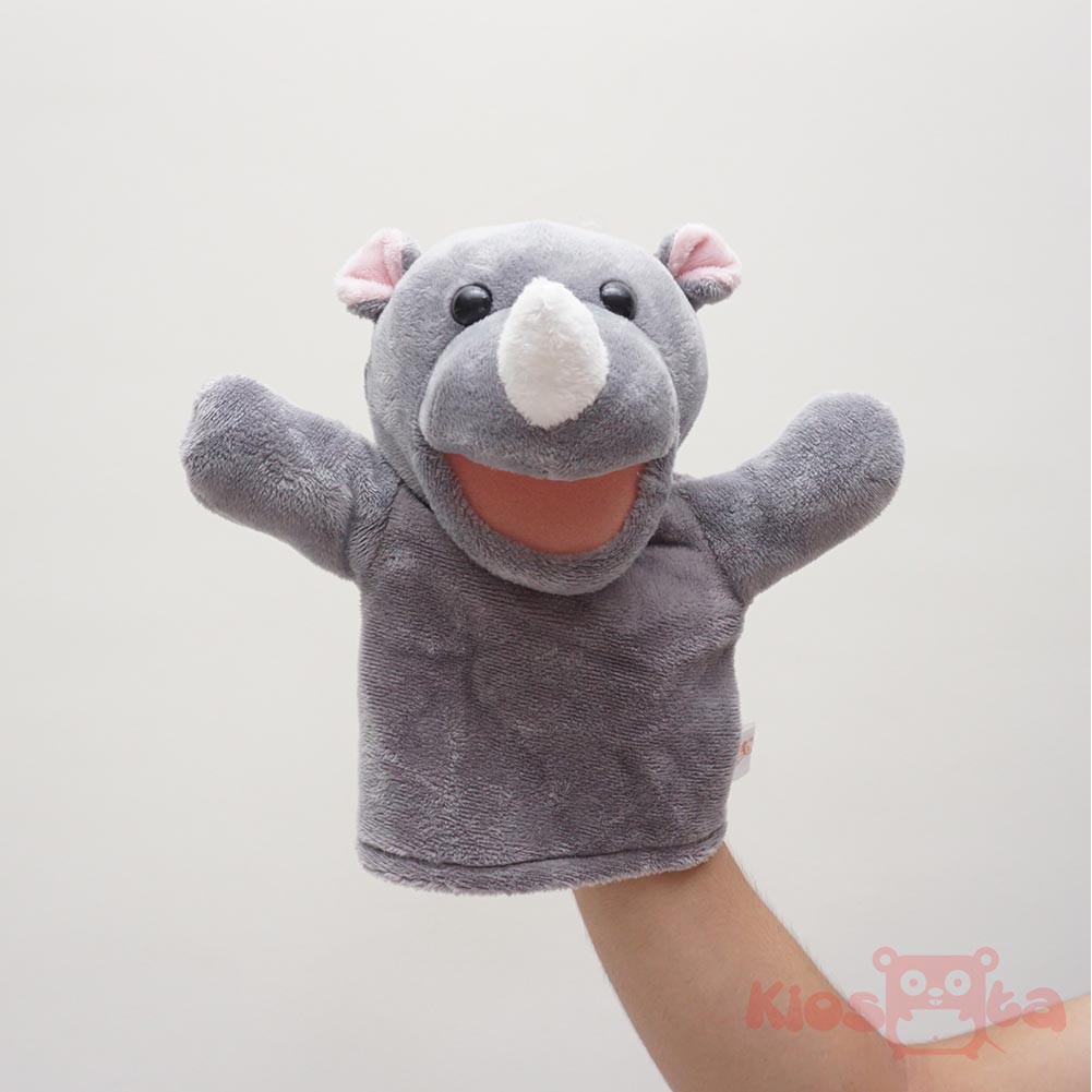 Boneka tangan handpuppet badak bercula satu