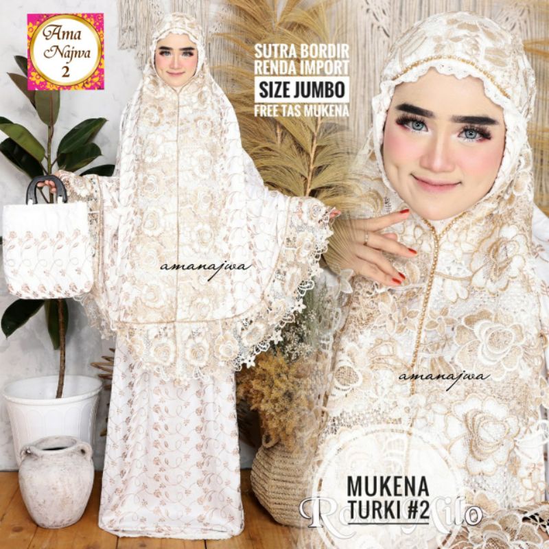Mewah Mukena turki#2 bahan sutra bordir renda import JUMBO