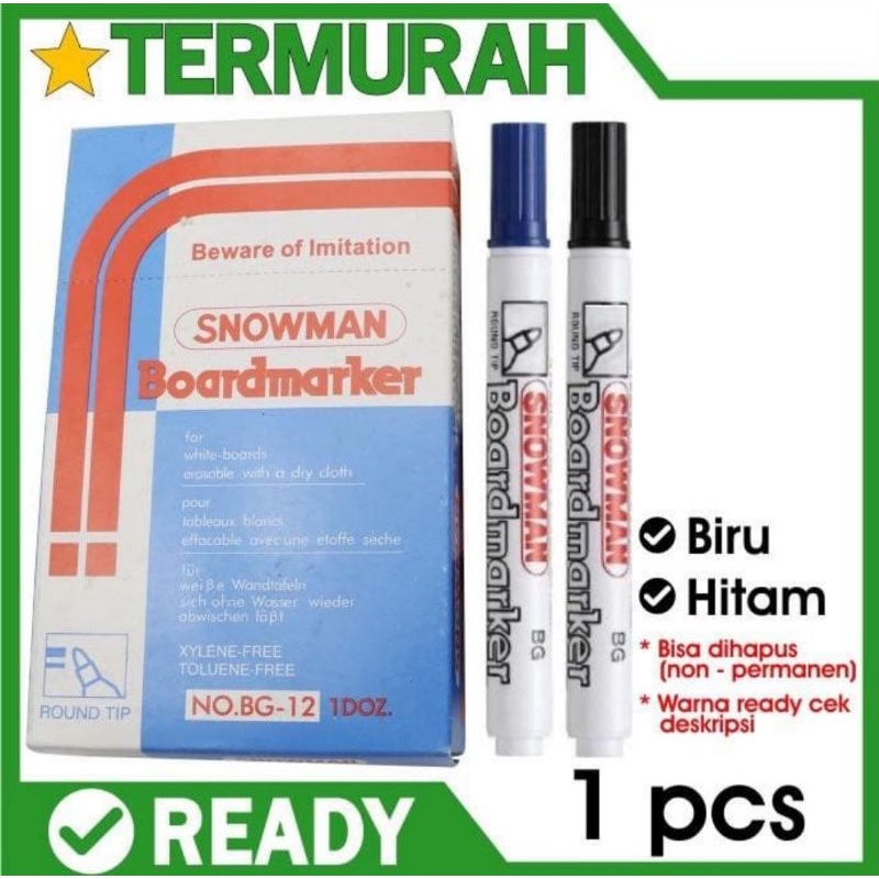 

Spidol Snowman Whiteboard Marker / Papan Tulis Marker Bisa Dihapus BG-12 / BG