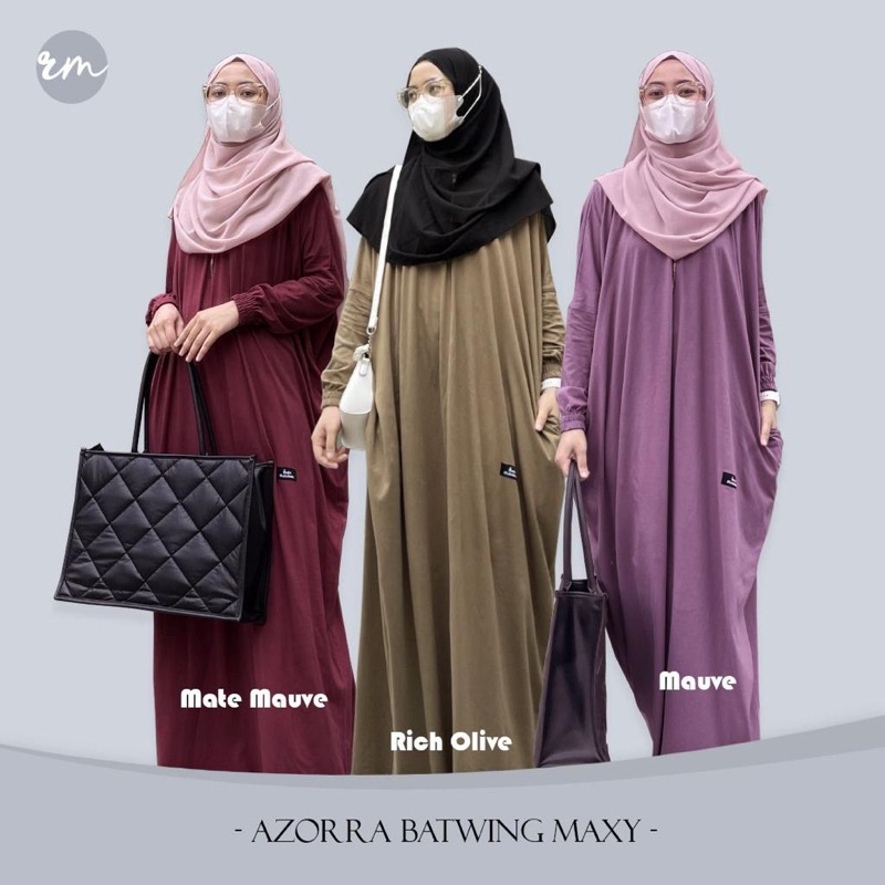 GAMIS AZORRA BATWING BAT WING OVERSIZE DRESS ADEM MOTIF POLOS MODEL LOWO KELELAWAR RESLETING DEPAN B