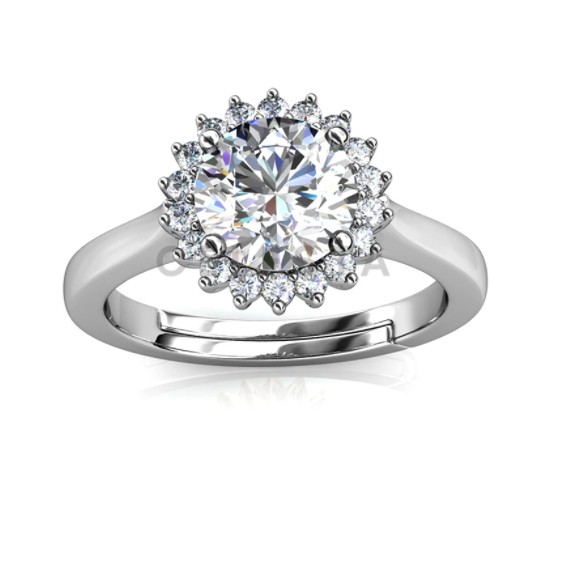 [GRA DIAMOND SERTIFIKAT] Florale Ring - 1 carat cincin Moissanite diamond with 925 silver