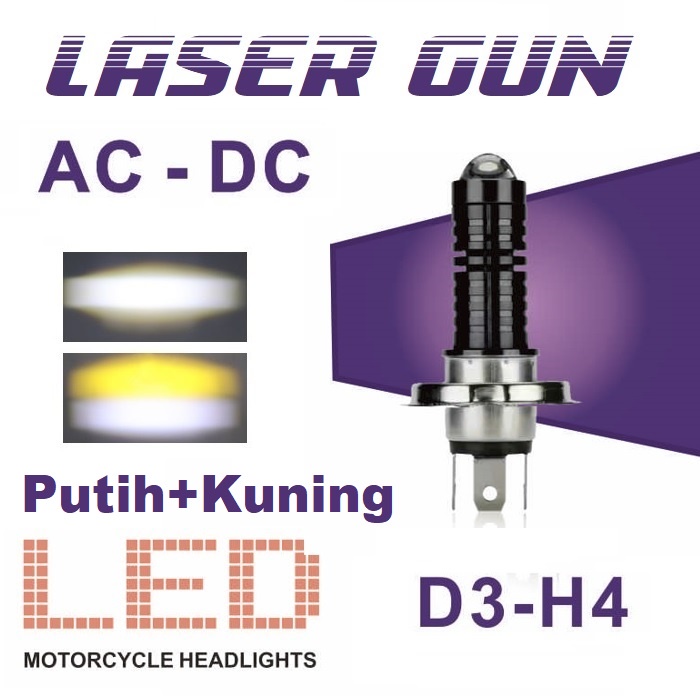 Lampu Utama LED Laser Gun Motor Lasergun H6 H4 AC DC VINYX CSP D2 D3 D2A Mobil Hi Lo 2 Warna Bebek Matik Matic