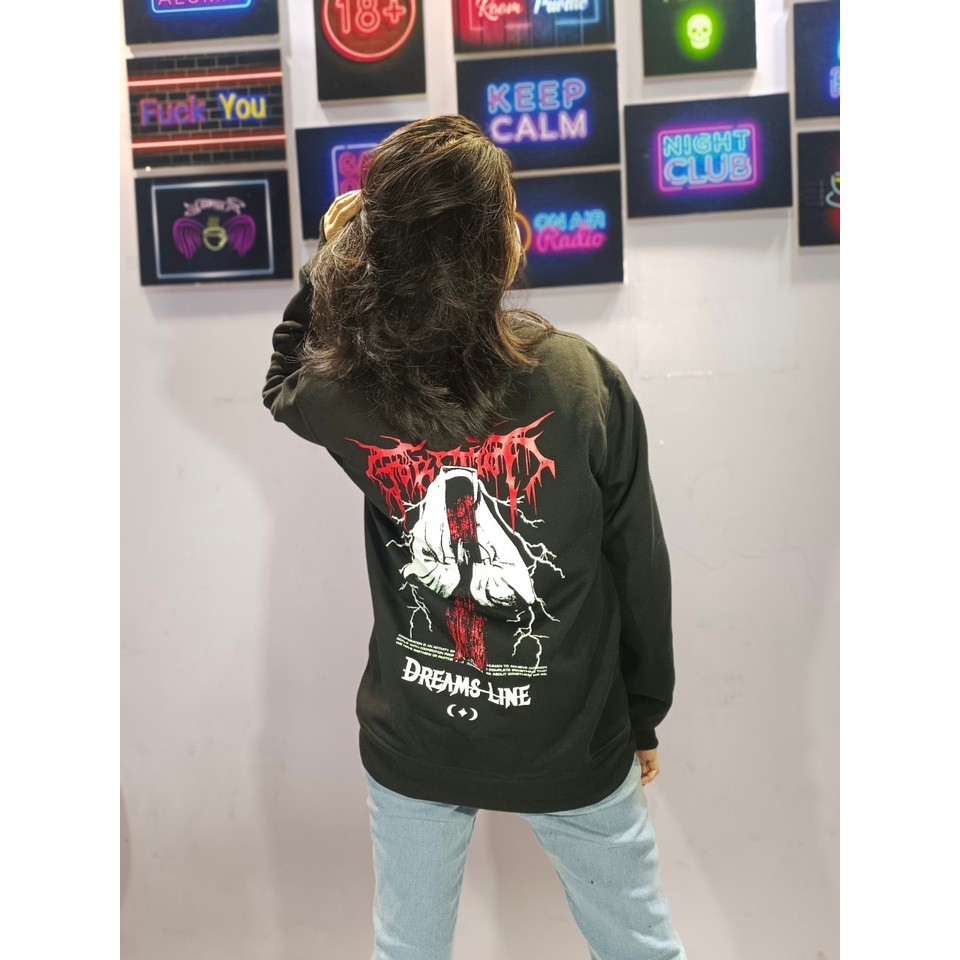 Crewneck Pria Wanita / Sweatshirt Aestethic / Sweater Rajut Black Motif Simpel Pria dan Wanita Premium Quality