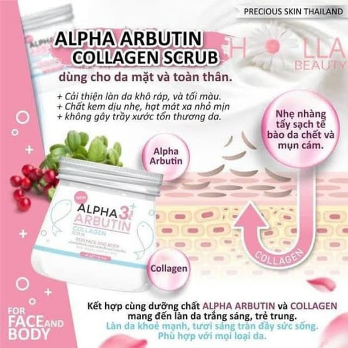 [COD] Alpha Arbutin Collagen Scrub Vitamin C AMPUH Mencerahkan dan Melembabkan 75 Gram BPOM 100% Original Thailand