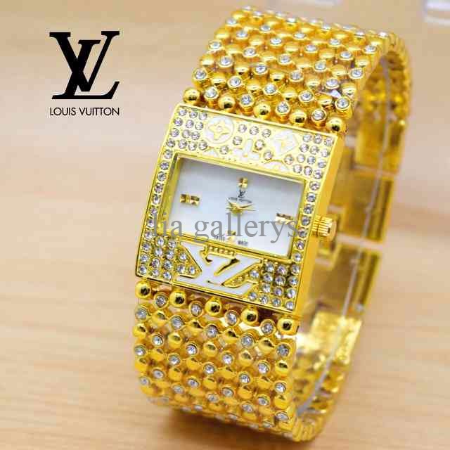 Jam Tangan Wanita / Cewek LV Merica Mini SK99 Rantai Gold White