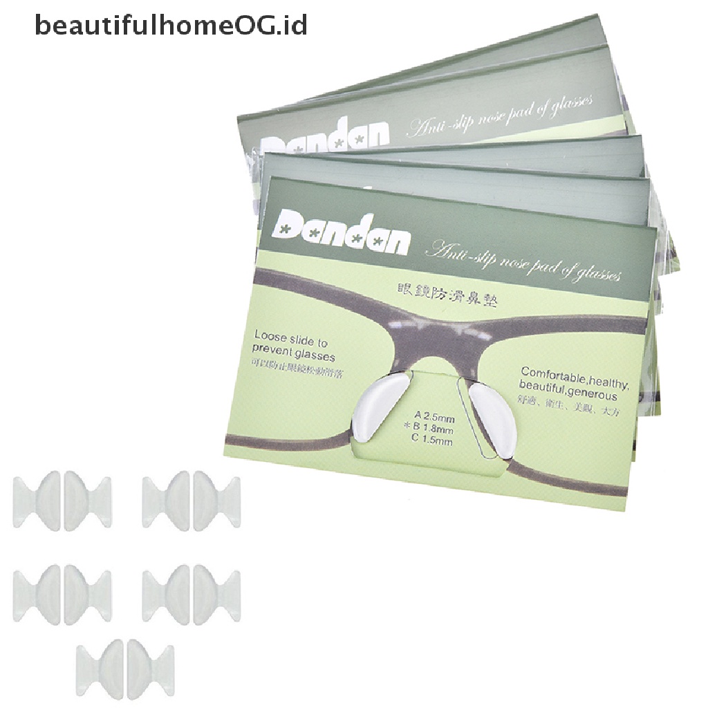 5 Pasang Bantalan Hidung Kacamata Bahan Silikon anti slip Ukuran 1.8mm