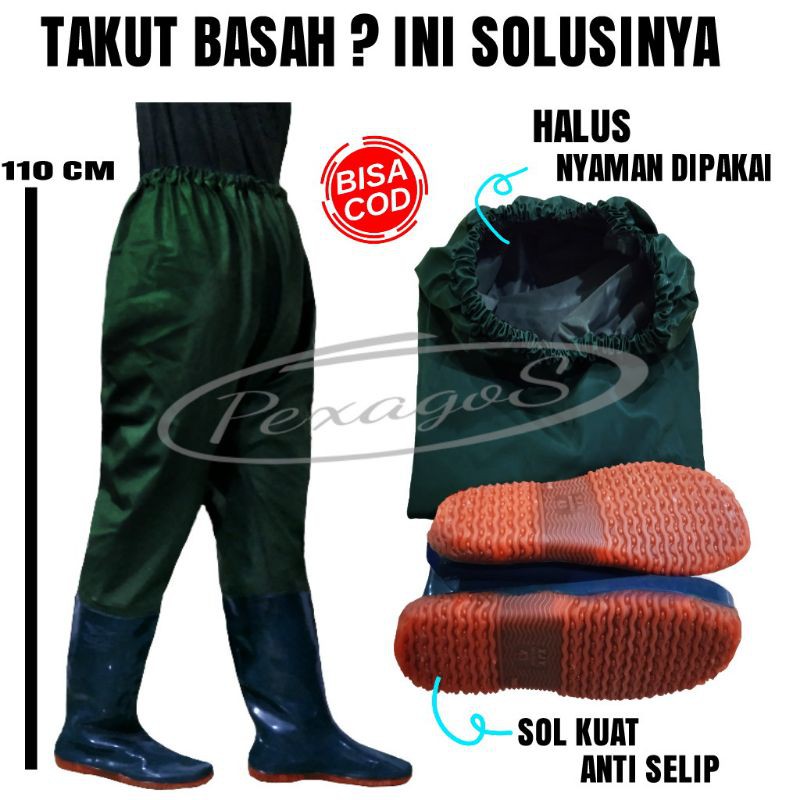 SEPATU BOTS KARET CELANA SEPINGGANG PETANI ((110 cm)) SEPATU PETANI SEPATU SAWAH SEPATU BOOT KARET