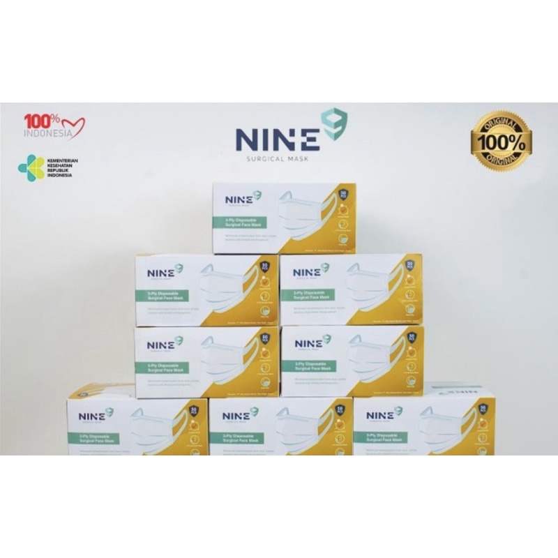 Masker Nine Surgical 3 ply (Earloop Comfort) - Putih