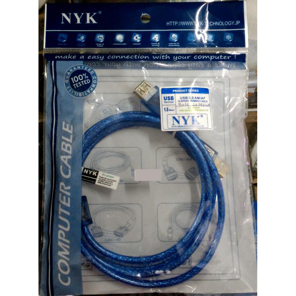 Kabel Perpanjangan USB 2.0 Merek NYK 1.5m USB Extention 1,5 Meter