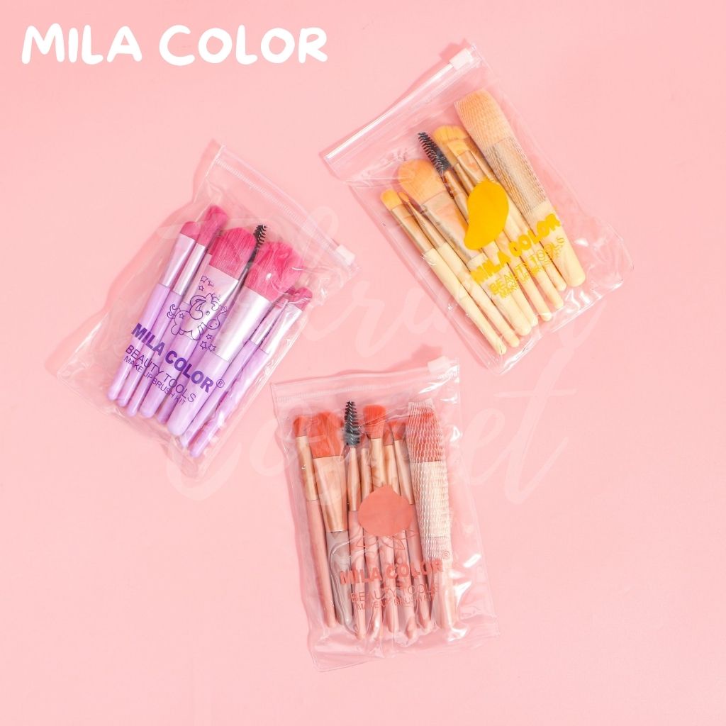 Set Kuas atau Brush Makeup Mila Color (Unicorn / Peach / Lemon) [1 Set Dapat 8 Kuas]. / TOKRIMACOSMET