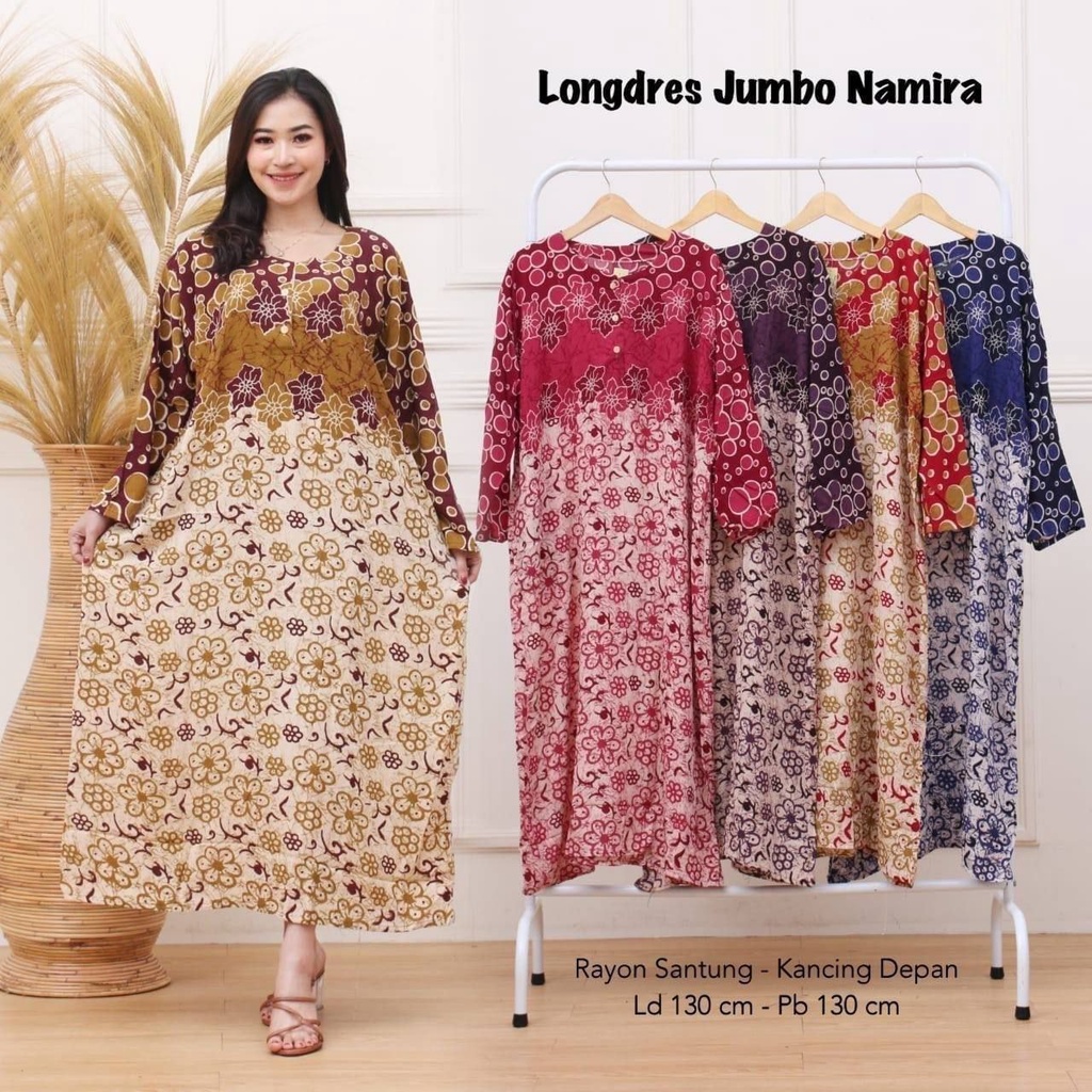 LONGDRESS BUSUI JUMBO NAMIRA DASTER GAMIS LONG DRESS KANCING DEPAN BUMIL BB 100-110KG LONG DRESS LD 130