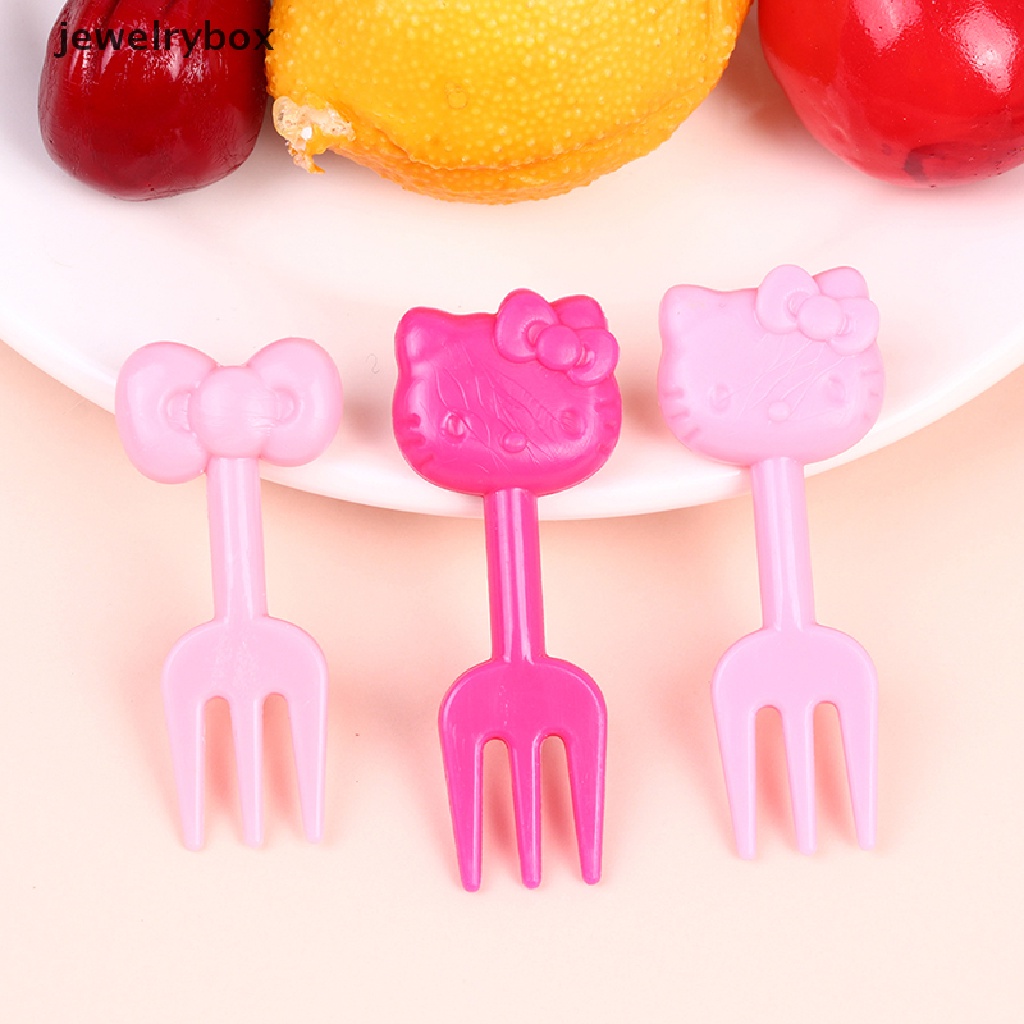 10 Pcs Garpu Buah / Dessert / Kue / Bento Mini Motif Kartun Hewan Untuk Anak