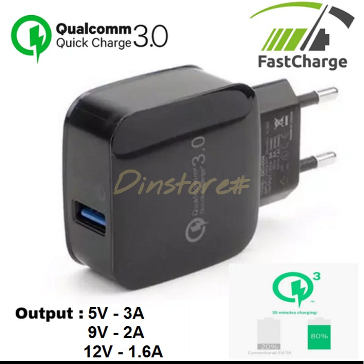 charger android/Invigo Quick Charge Qualcomm 3.0 Fast Charging Android Samsung Charger - Putih