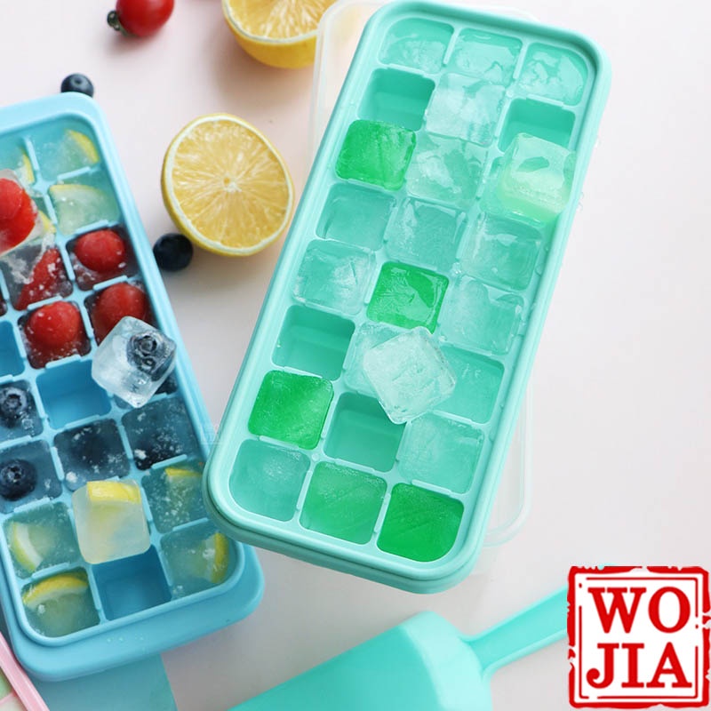 Cetakan Es Batu Silikon 3x8 24 Kotak Lentur Tutup Ice Cube Tray Lid