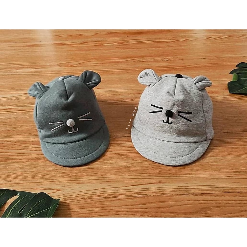 Topi Bayi Laki-Laki Motif Baseball Meow / Topi Anak Bayi Usia 0-2 Tahun-1