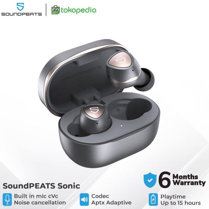 SoundPEATS Sonic APTX Adaptive True Wireless Earbuds - Grey