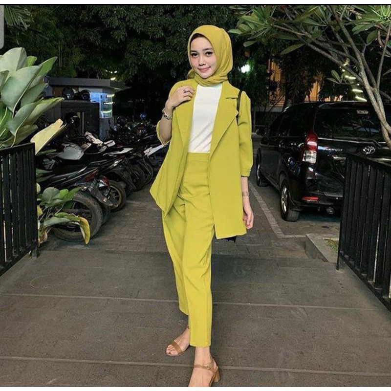 Tq88indonesia Fashion Setelan Cardigan Wanita Terbaru / NABILA BLAZER SET SHAKILA / Set Polos Wanita / Baju Stelan Kantor / Setelan Jas / Pakaian Kantor Wanita