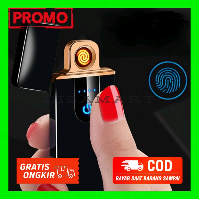 Korek Api Elektrik Fingerprint Touch Sensor LED Screen Korek Apu Unik Kecil