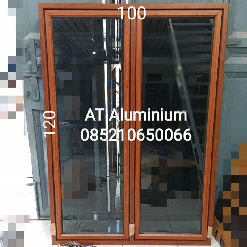 jendela gandeng 120x100 aluminium serat kayu