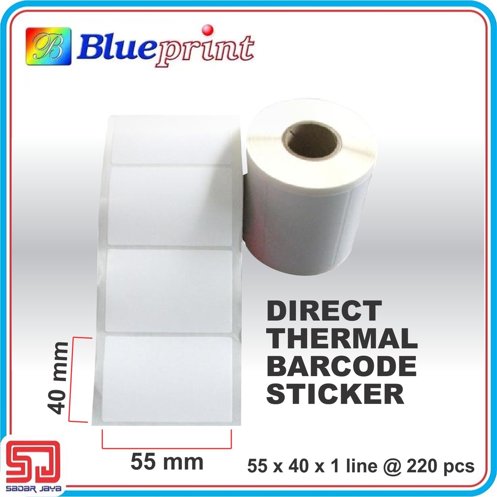 Direct Thermal Sticker 55 x 40 mm Isi 220pcs Label Stiker Blueprint  Diameter 40mm