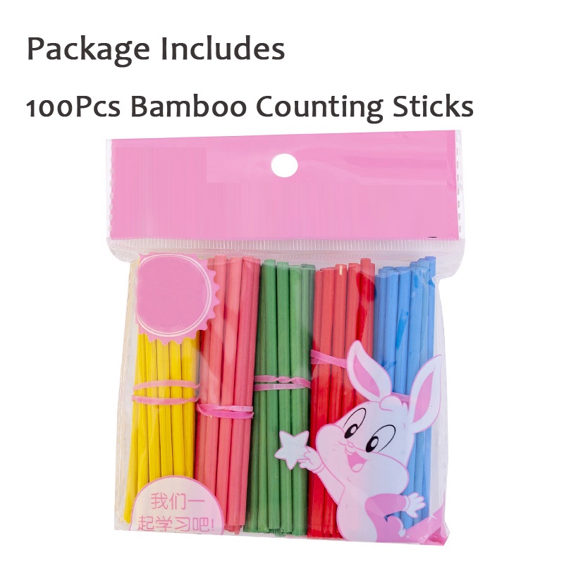 100pcs Stik Bambu Warna-Warni Untuk Belajar Berhitung / Matematika