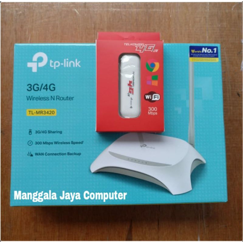 Paket Wifi Hotspot Router TP-Link MR3420 + Modem Wifi Telkomsel 4G LTE Unlock All Operator