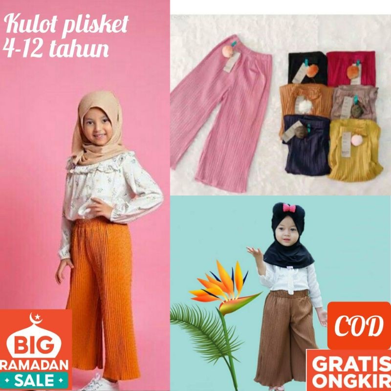 Kulot anak perempuan / celana kulot anak perempuan / celana plisket anak / kulot plisket anak