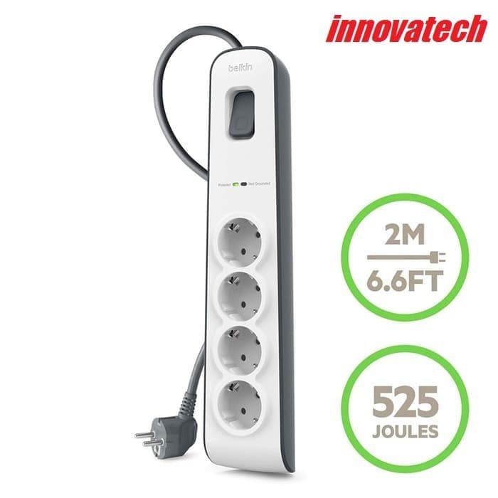 Promo Belkin Surge Protector Colokan LIstrik Anti Petir 4 Out BSV400VF2M Berkualitas