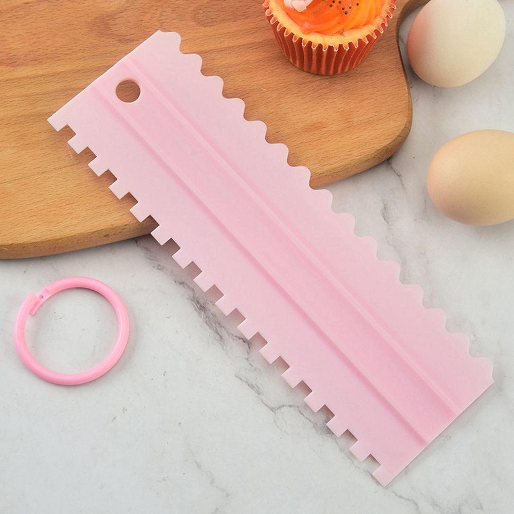 [Elegan] Mousse Dekorasi Kue Plastik 8desain Polisher Scraper Tekstur Icing Smoother Set