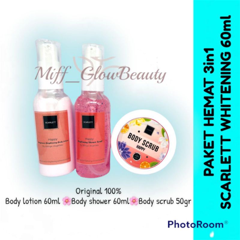 Miffglow - FULL SEGEL Paket Hemat 3in1 scarlett whitening body lotion mini 60ml 30ml