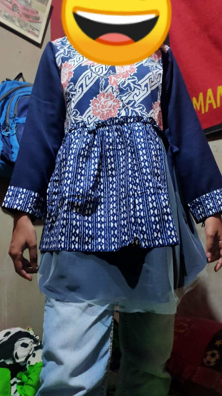 M-l-xl-xxl Gamis Batik Couple Baju Muslim Shibori Atasan Batik Wanita Blouse Batik Asli Pekalongan