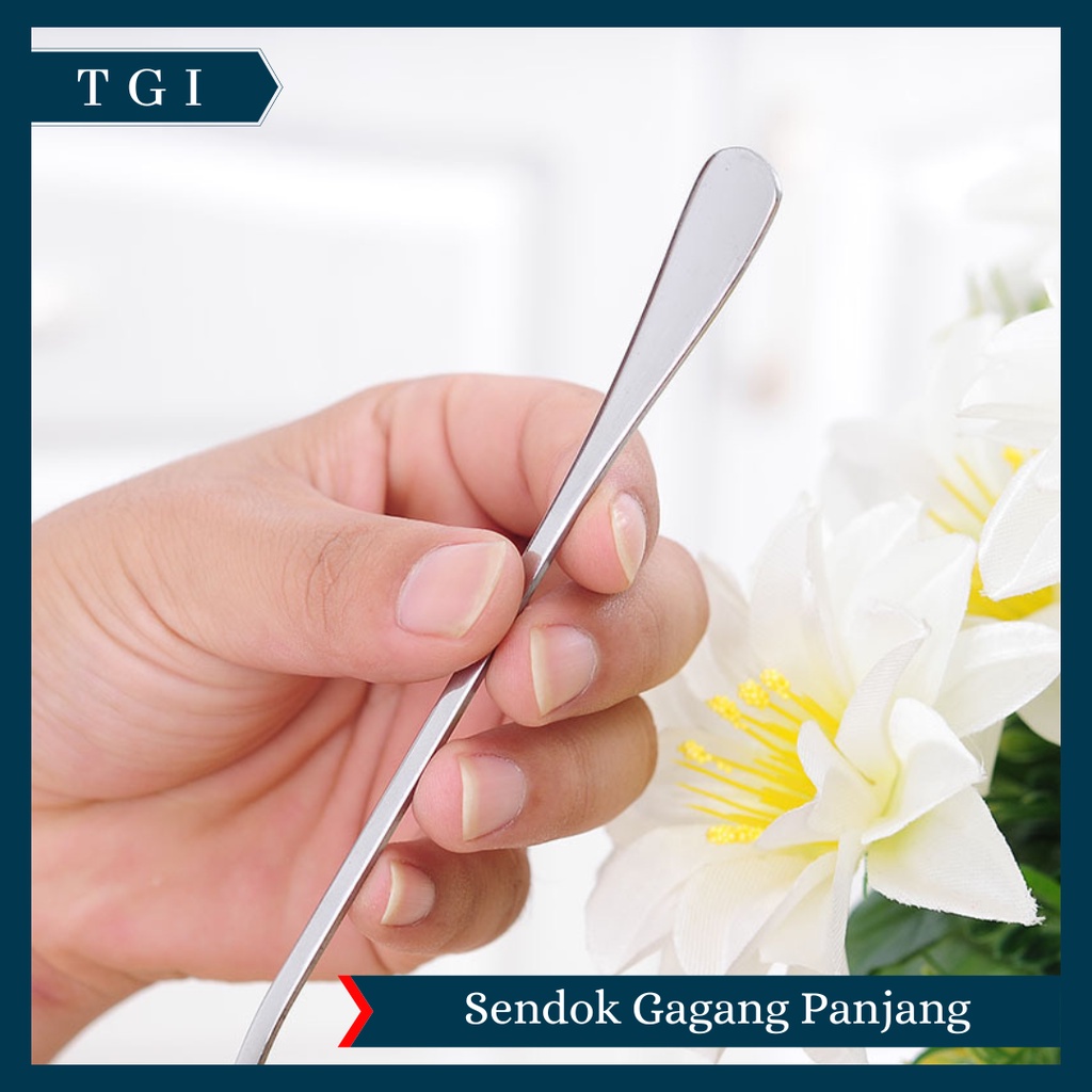 TGI - SENDOK STAINLESS PANJANG OVAL &amp; BULAT / SENDOK ES KOPI PANJANG / SENDOK ADUK MINUMAN PENGADUK KOPI TEH COCKTAIL GAGANG PANJANG STAINLESS STEEL / SENDOK SIRUP / SENDOK CAFE