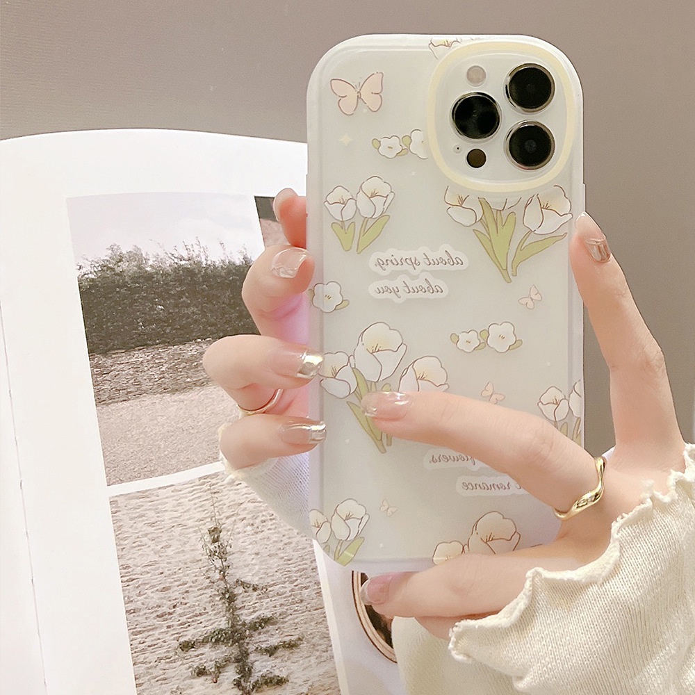 Soft Case TPU Motif Bunga Tulip Untuk iPhone 11 7Plus 8Plus Xr XS Max 13 12 Pro Max 11 13pro Max