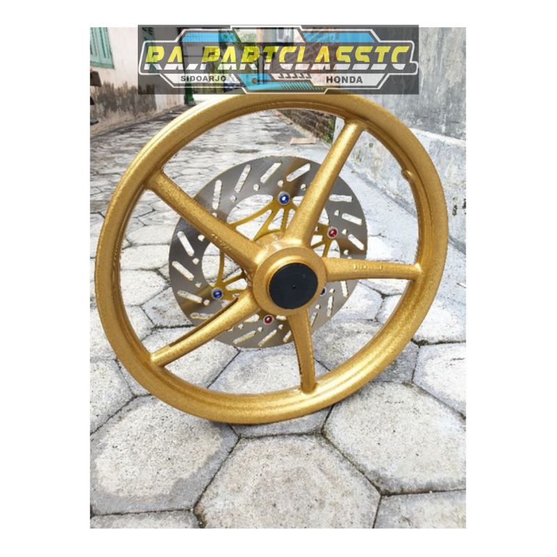 VELG DEPAN V'ROSSI COPY RCB RACING UK 160 RING 17 WARNA GOLD SET PIRINGAN CAKRAM MERK MOS MURAH