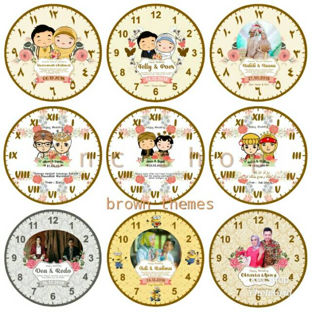 Jam Dinding Custom Kado Pernikahan /wisuda/birthday/ ulang tahun /bayi