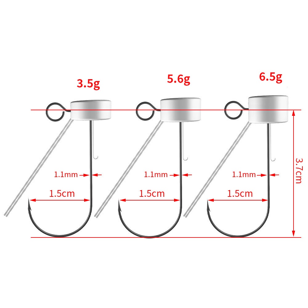 HENGJIA 6PCS Umpan Pancing 3.5g 5.6g 6.5g Silver Jig Head Kait Cylindrical Fishing Hooks for Soft Lure Carbon Steel Fishing Hooks