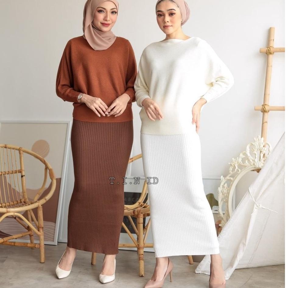 Terlaris.. Rok rajut span premium Import Long pensil rib knit skirt