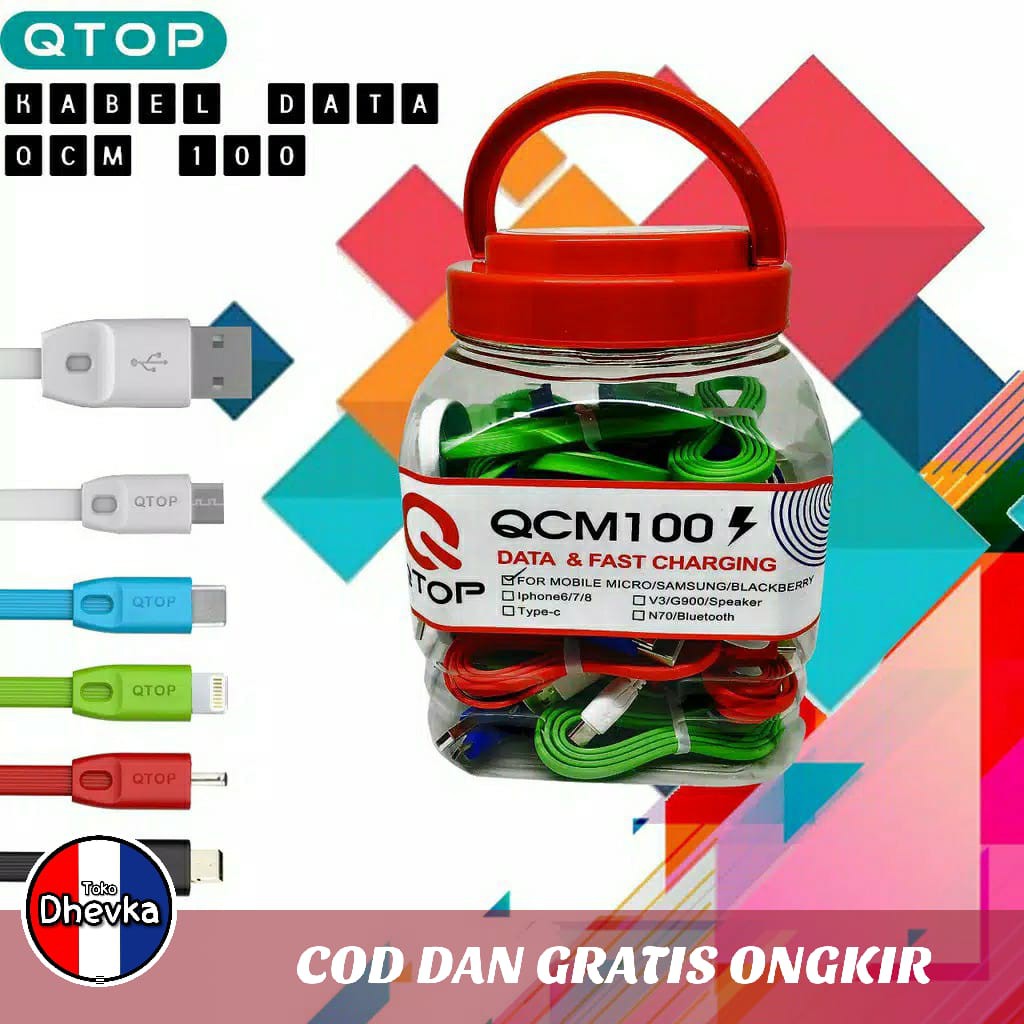 Kabel Data / Charger Type-C Original Q-Top 100cm