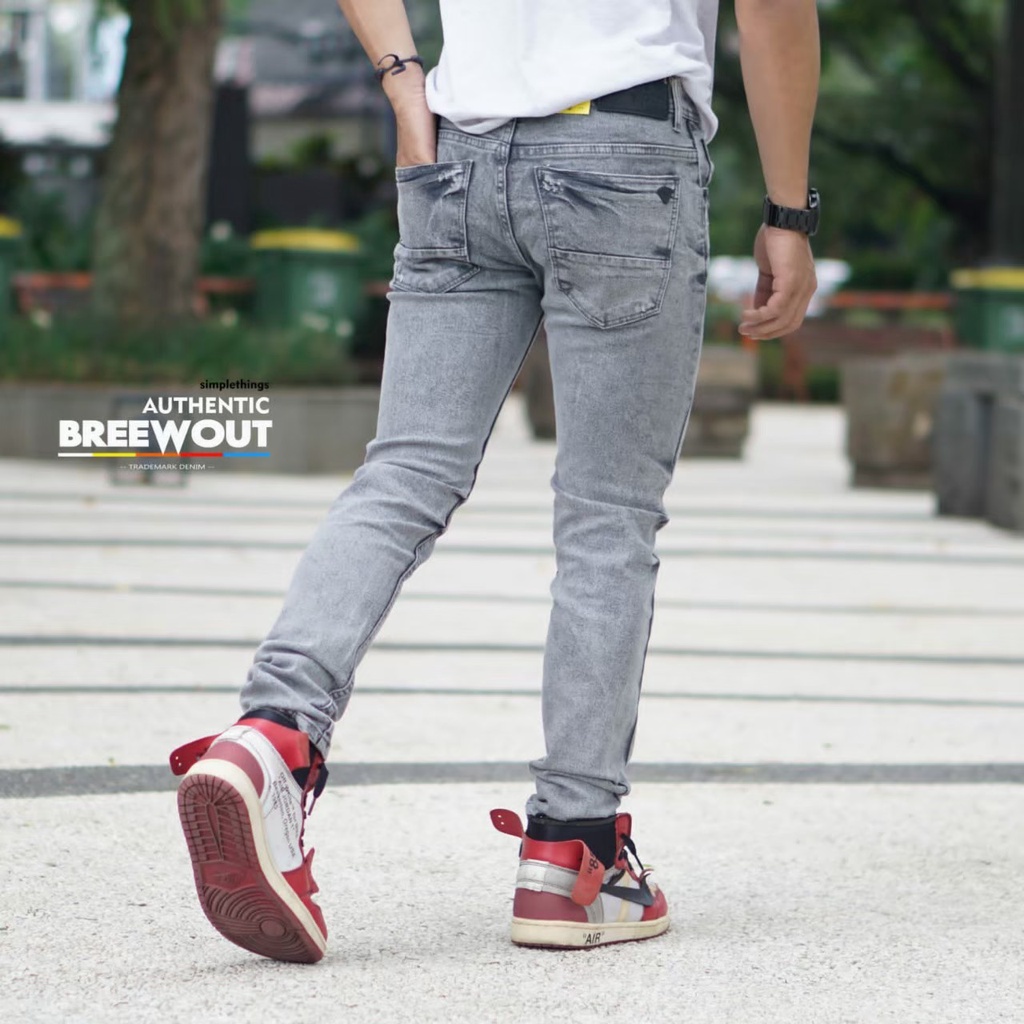 CELANA JEANS ABU-ABU SANDWASH STANDAR UNISEX PRIA WANITA TERKECE.