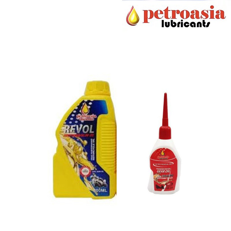 Paket PETROASIA Oli Mesin 4T Revol 20W40 0.8L dan Oli Gardan 120 ML