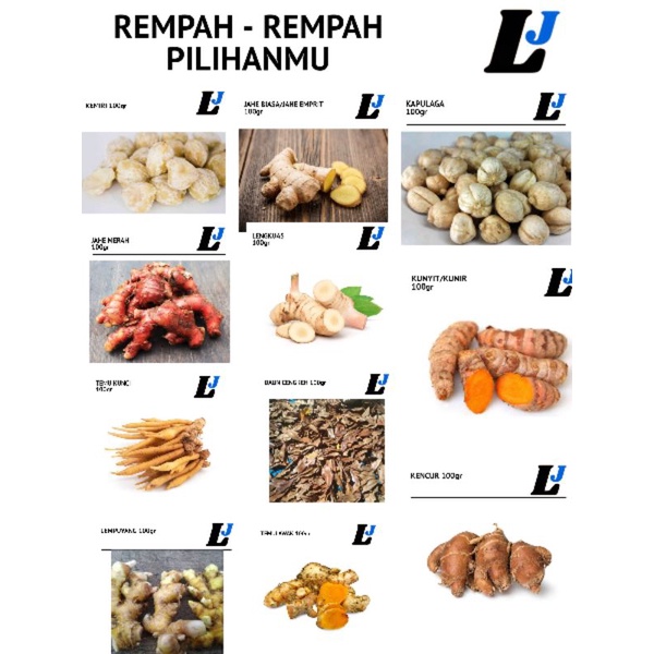 

COD Rempah-Rempah Pilihan Vaforit Anda (Jahe, Jahe Merah, Kencur, Kunyit, Kapulaga, Kunir, Temu Kunci, Kemiri, Temulawak, Daun Cengkeh, Lengkuas) 100gr LOHJINAWI FARM