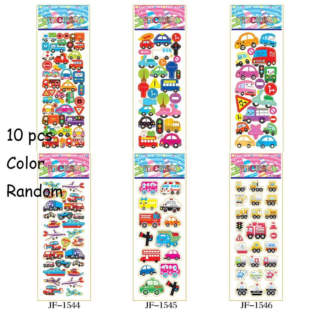 Wonder 10lembar Random Stiker Lalu Lintas 3D Foam Mobil Scrapbooking Hadiah Tk