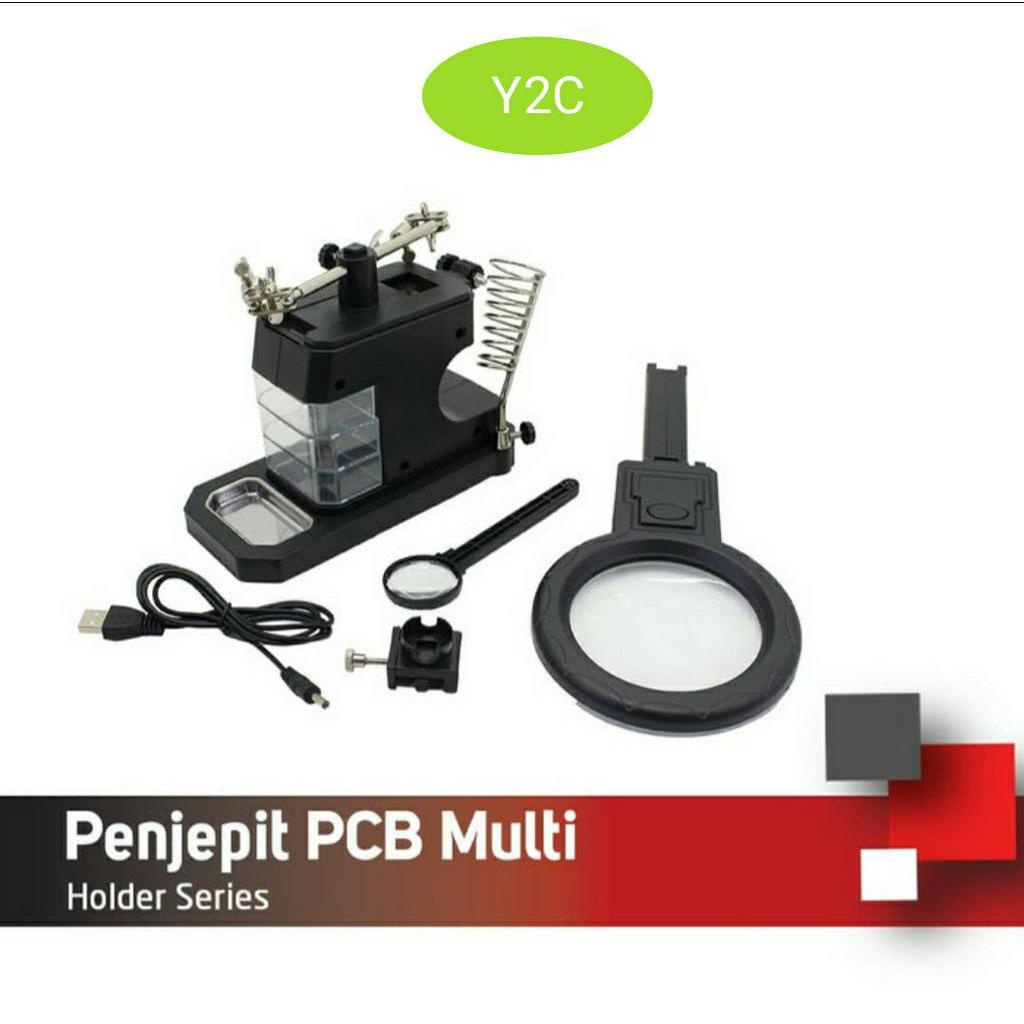 PENJEPIT PCB DENGAN KACA PEMBESAR DAN DUDUKAN SOLDER + LAMPU LED CELLKIT TE-803 / ALAT SERVIS HP