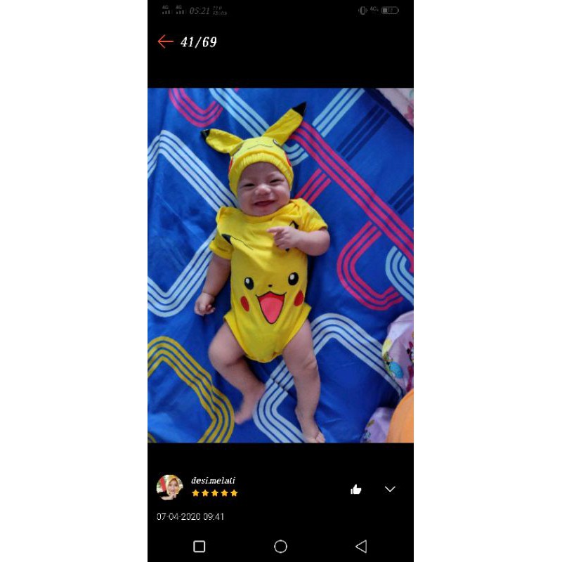 KOSTUM BAYI BAJU BAYI JUMPER BAYI MOTIF PIKHACU / BAJU BAYI KARAKTER POKEMON